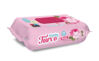 Baby Turco Islak Havlu Mendil 90 Yaprak Gül/rose Plastik Kapaklı Tekli Pk