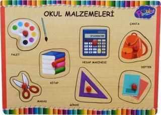 Playwood Ahşap Tutmalı Okul Malzemeleri Puzzle ONY196/197
