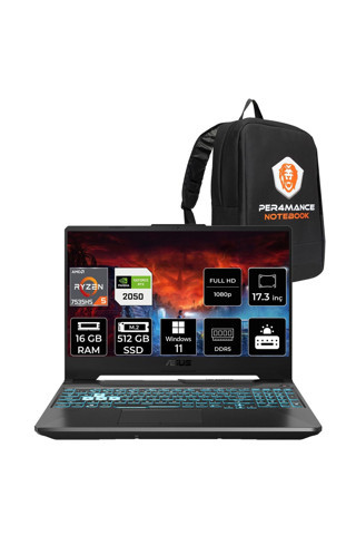ASUS TUF Gaming A15 R5-7535HS 16GB 512GB SSD RTX2050/4GB 144Hz 15.6" FHD W11H FA506NF & PER4 ÇANTA