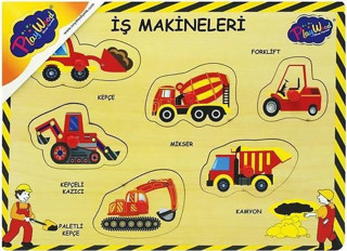 Ahşap Tutmalı Puzzle İş Makineleri 2 ONY195 Playwood