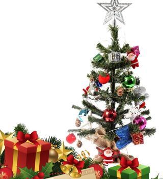 Sole Yılbaşı Masaüstü Süslü Yeni Yıl Çam Ağacı 40 cm Kütüklü Jütlü  28 Parça Süs SET