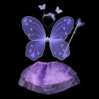 Lila Mor Kelebek Kostümü - Lila Mor Kelebek Kostüm Aksesuar Seti 4 Parça (5250)