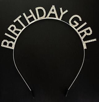 Gümüş Kristal Taşlı Birthday Girl Doğum Günü Tacı İthal Ürün A Kalite 17x16 cm (5250)