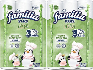 Familia Kağıt Havlu Natural (3 Katlı) Organik Bambu özlü 24 Lü Pk  (2PK*12)