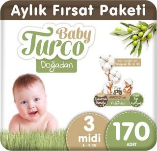 Baby Turco Doğadan 3 Numara Midi 170 Adet