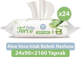 Baby Turco Softcare Aloe Vera Islak Bebek Havlusu 24x90 Yaprak