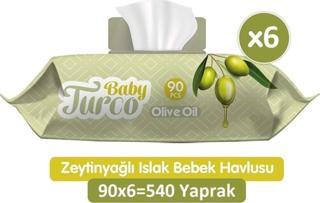 Baby Turco Zeytinyağlı Islak Bebek Havlusu 6x90 Adet