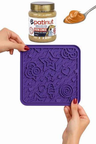 Patinut Mor O'Yalama Matı (Lick Mat) + Fıstık Ezmeli Ödül Maması