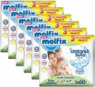 Molfix Izotonik Sulu Ferah Temizlik Islak Mendil 3x60'lı X 6 Adet