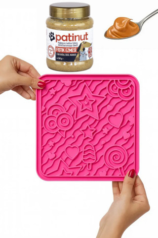 Patinut Pembe O'Yalama Matı (Lick Mat) + Fıstık Ezmeli Ödül Maması