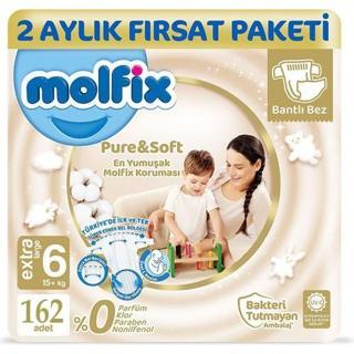 Molfix Pure&Soft 6 Beden Extra Large 2 Aylık Fırsat Paketi 162'li