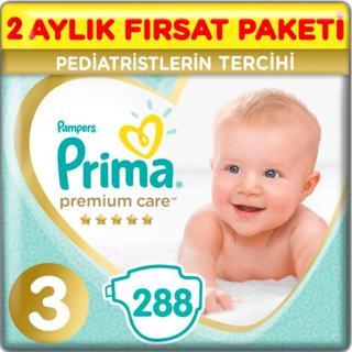 Prima Bebek Bezi Premium Care Aylık Paket Midi 3 Beden 144'lü X 2