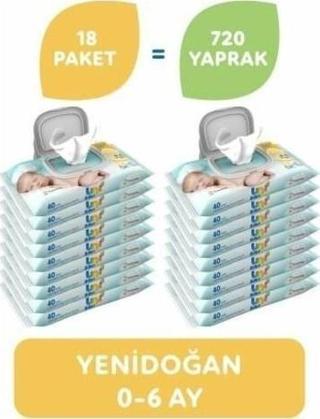 Uni Baby Yenidoğan Islak Mendil 18'li 720 Yaprak