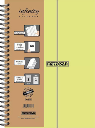 Meteksan İnfinity  A4 3+1 Kon. 120Yp Spir. Defter