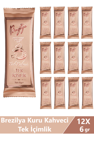 Brezilya Kuru Kahveci Atilla Pak Orta Kavrulmuş Meşhur Denizli Türk Kahvesi Tek İçimlik 6 gr x 12 Adet