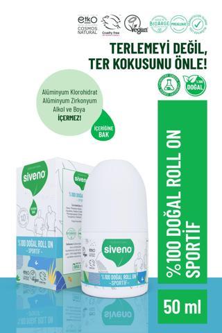 Siveno %100 Doğal Roll On Sportif Sporcu Deodorant Ter Kokusu Önleyici Bitkisel Leke Bırakmayan Vegan 50 ml