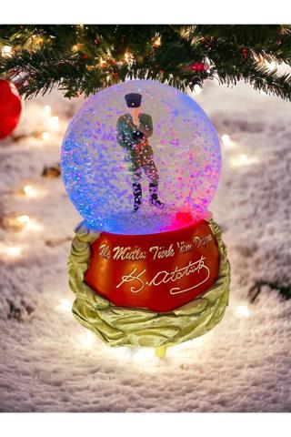 Coverzone Kar Küresi Atatürk Işıklı Müzikli Ve Püskürtmeli Büyük Boy Kar Küresi İzmir Marşı Müziği Çalan Rgb