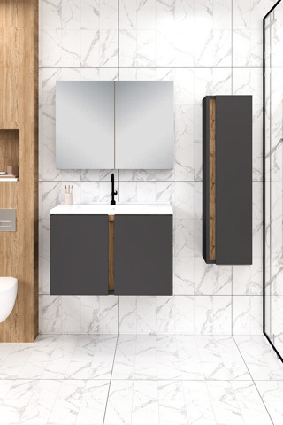 80 cm Lavina Banyo Dolabı + 30 cm Lavina Boy Dolabı