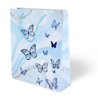 26x32 Lüks Karton Çanta Varak Baskılı -Kelebek Temalı-