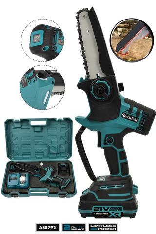 Assur 21V Çift Akülü El Testeresi Kesim Motoru Dal Budama Makines