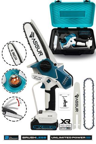 Assur 18V Çift Akü Ağaç Odun Dal Kesme Budama El Testeresi