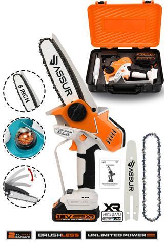 Assur 18V Çift Akü Ağaç Odun Dal Kesme Budama El Testeresi