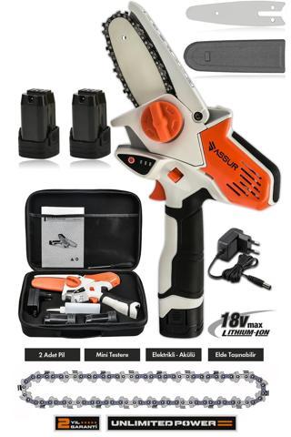 Assur 18V Çift Akülü Bıçkı Testere Dal Budama Makinesi Çantalı