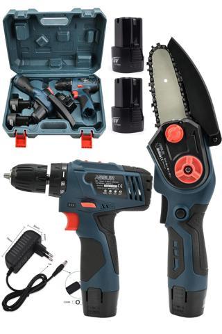 Assur Profesyonel 18V Çift Akülü Vidalama & Ağaç Odun Dal Budama Testeresi 2'li Set