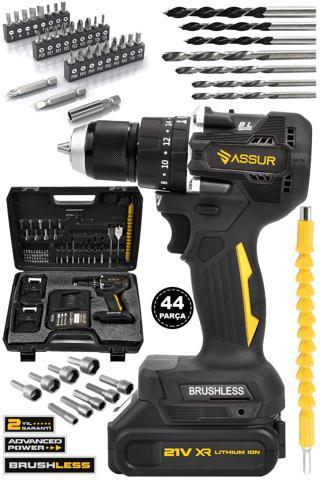 Assur 21V Şarjlı Matkap Kömürsüz Çelik Mandren Darbeli Akülü Vidalama