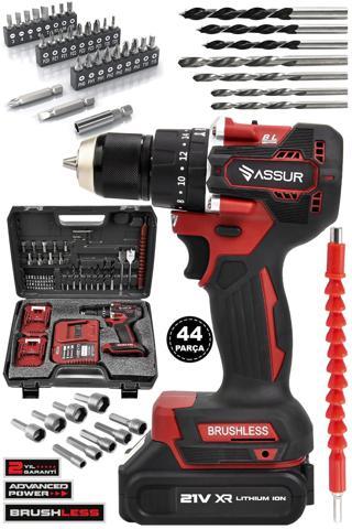 Assur 21V Şarjlı Matkap Kömürsüz Motor Çelik Mandren Darbeli Akülü Vidalama