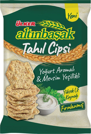 Ülker ALTINBAŞAK Tahıl Cipsi - Yoğurt Aromalı & Mevsim Yeşillikli Çerez - 120 gram - 14 Adet