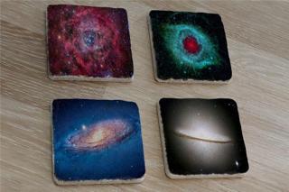 Galaksi Manzaraları Doğal Taş Bardak Altlığı 4'lü set - Natural Stone Coasters