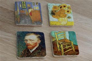 Van Gogh Eserleri Doğal Taş Bardak Altlığı 4'lü set - Natural Stone Coasters