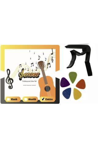 Şenses Müzik Market Elektro Gitar Tel Seti 0,10 Metal Kapo + Pena 5 Adet
