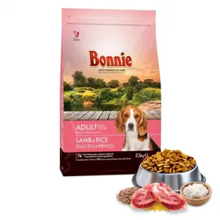 Bonnie Kuzu Etli ve Pirinçli Yetişkin Köpek Maması 2.5 Kg