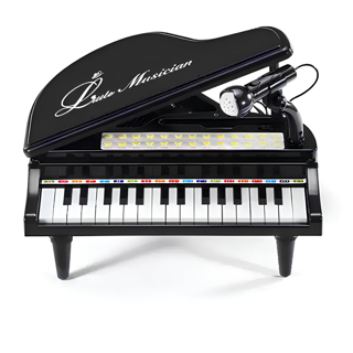 Welcomein 31 Tuşlu Mp3 Çalar Özellikli Mini Oyuncak Piyano Mikrofonlu Ayaklı Piyano Siyah