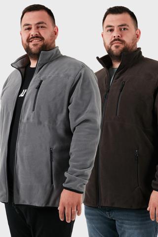 Buratti Regular Fit Dik Yaka Fermuarlı Büyük Beden 2'li Paket Polar Erkek Hırka 5906028BS2 ANTRASİT-GRİ