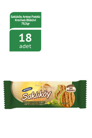 SAKLIKÖY Antep Fıstıklı Kremalı Bisküvi - 78.5 gram - 18 Adet