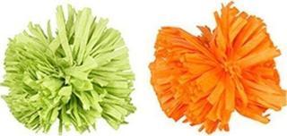 Flamingo Ponpon Kağıt Top Turuncu Yeşil Kedi Oyuncağı