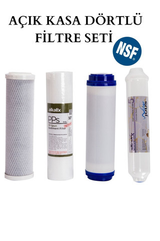 Water Jobs Açık Kasa Su Arıtma Cihazı Dörtlü Filtre Seti / Nsf Sertifikalı / Bağlantı Parçaları