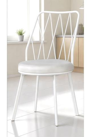 Kaktüs Avm (4 Lü) Beyaz Yıldız Metal Tel Sandalye Mutfak Cafe Sandalyesi