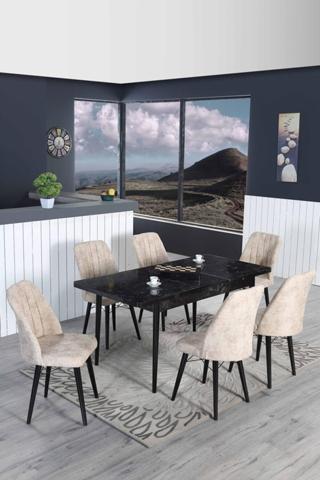 Kaktüs Avm 6 Kişilik Açılır Masa Sandalye Takımı Mutfak Masası Takımı Yemek Masası Salon Masası