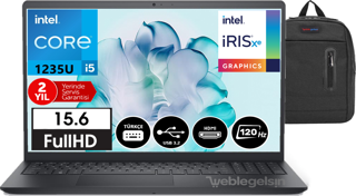 Dell Inspiron15 3520 İntel Core i5-1235U 16gb 512gb Ssd 15,6" Fhd 120Hz Windows11Pro INS35202405200938+ Çanta