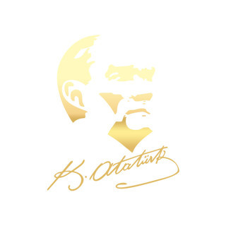 Atatürk Silüet ve İmza Sticker 17x17 Cm Gold