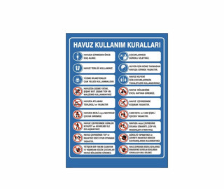 Havuz Kullanım Kuralları Sticker 20X28 Cm