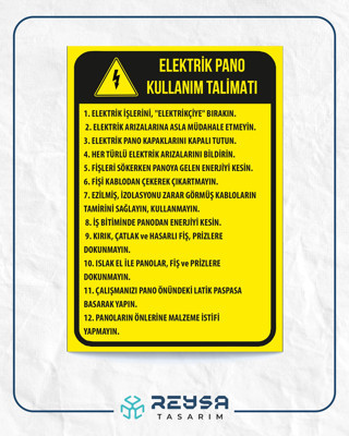 Elektrik Pano Kullanım Talimatı Sticker 20X28 Cm