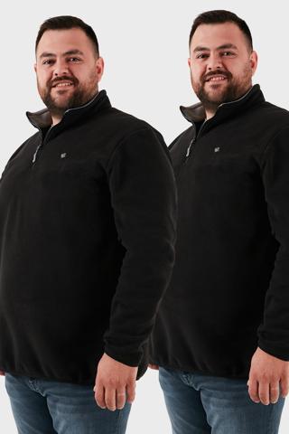 Buratti Regular Fit Anti-Pilling Büyük Beden Dik Yaka Kışlık Şardonlu 2'li Paket Erkek Polar 5906001BS2 SİYAH-SİYAH