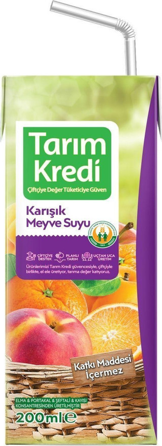 Türkiye Tarım Kredi Kooperatifleri %100 Sarı Karışık Meyve Suyu 200 Ml
