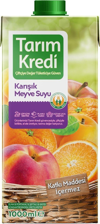 Türkiye Tarım Kredi Kooperatifleri %100 Sarı Karışık Meyve Suyu 1 L