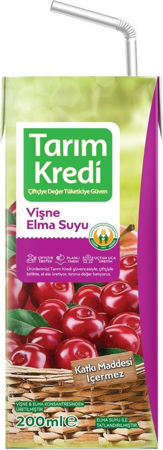 Türkiye Tarım Kredi Kooperatifleri %100 Vişne Elma Suyu 200 Ml